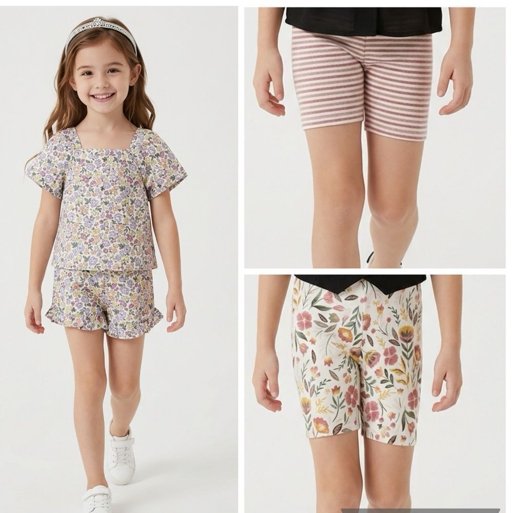 EUC - Toddler Girls 2 Short Sets - 5 pieces Summer - Size 118 month